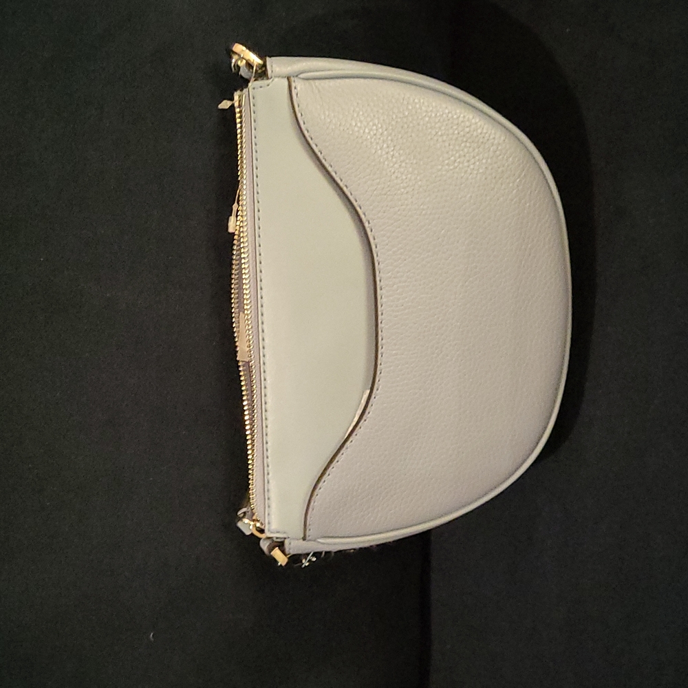 NWT Michael Kors Dover Half Moon Leather Shoulder Bag Chambray/Silver Or… - Picture 2 of 3